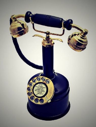 Gold Plated Brass Antique Rotary Telephone, For Decoration Use, Dialing Style : Spin