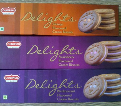 Delight Orange Flavoured Cream Biscuits, Taste : Sweet