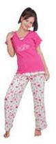 Ladies Pyjama Set With Bottom Discharge Print