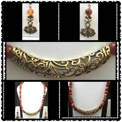 Semi Precious Agate Stone Necklace Set