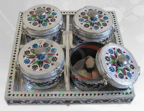 Meenakari Work Mukhwas Dry Fruit Box, For To Serve To Guest, Size : 6 * 6, 8 * 8, 10 * 10, 12 * 12
