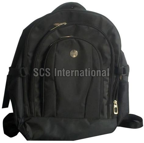 Plain Polyester Laptop Backpack, Color : Black