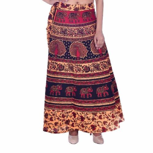 Printed Rajasthani Wrap Around Skirts, Style : Long
