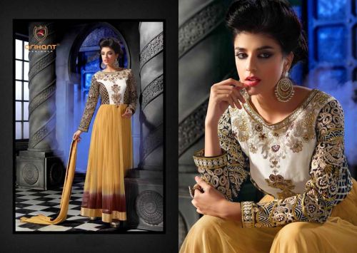 Anarkali Cream Color Georgette Suit-569