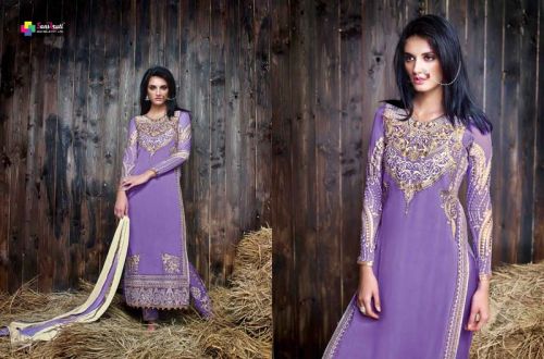 Embroidered Purple Super Straight Suit-570