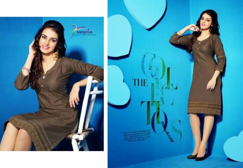 Readymade Brown Color Lawn Cotton Western Kurti