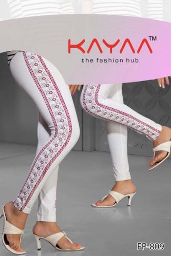 White Velly Side Peinted Lycra Legging