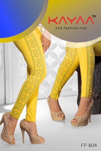Yellow Velly Side Peinted Lycra Legging