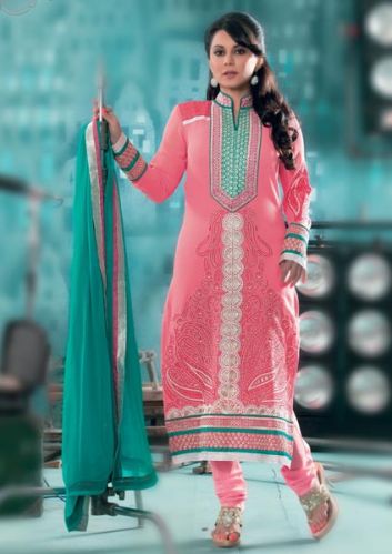 Latest Designer Party Wear Zari Resham Embroidered Dress