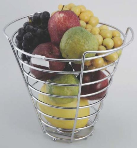 Metal Round Fruit Basket, Color : Metallic, Silver