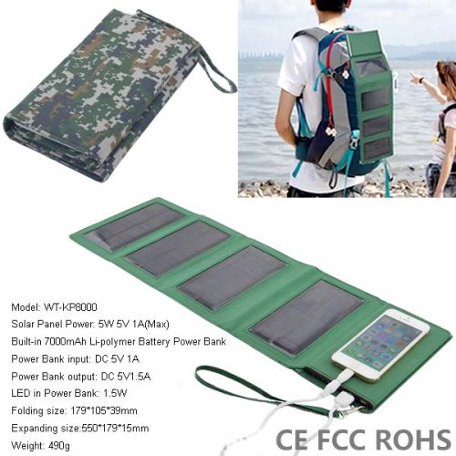 2015 Newest 7000mah Solar Panel Power Bank From Ldte