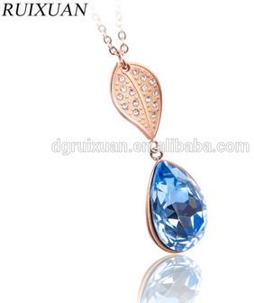 Blue Magnifying Glass Teardrop Pendant Necklace