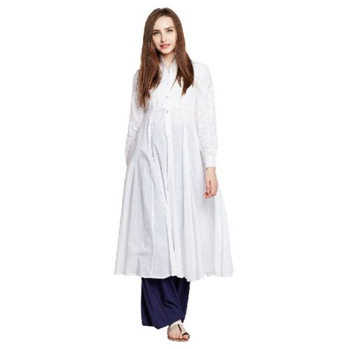 White Chikan Kurta, Gender : Women