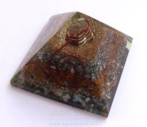 Yellow Jasper Orgone/ Orgonite Layer Aluminium Pyramid With Point