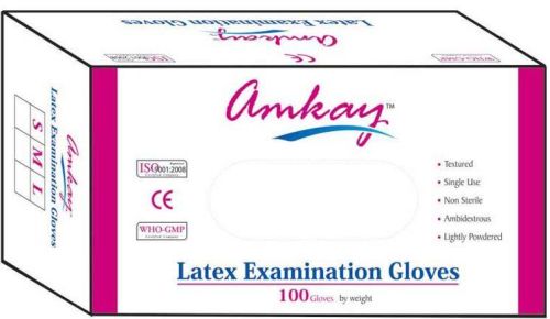 Amkay Plain Latex Examination Gloves, For Medical Use, Length : 10-15 Inches