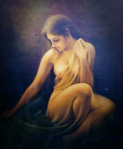 Indian Nude Lady Oil Painting