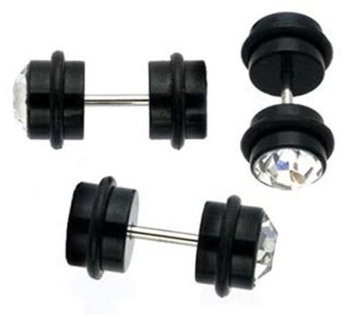 Black Acrylic Single Gem Cheater Plugs