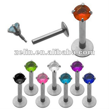 Steel Colorful Crystal Lip Ring Body Piercing Jewelry