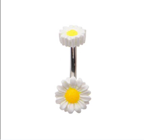 White Acrylic Flower Navel Belly Jewelry