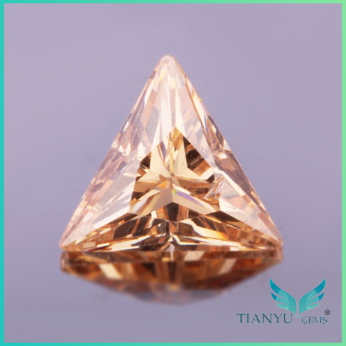 WuZhou Gems 6x6mm Triangle CZ Gems Champagne Loose Gemstone