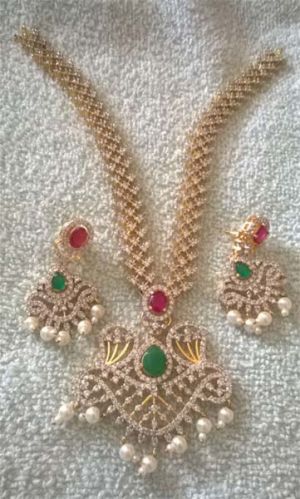 CZ 18k Gold Plated Necklace Set