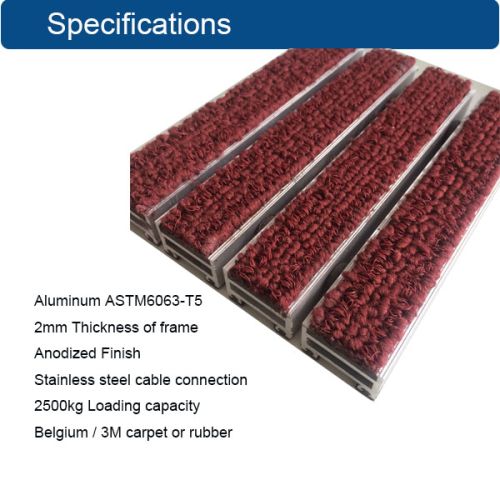 China Easy Clean 3m Carpet Inserts Aluminum Dusting Entrance Mat