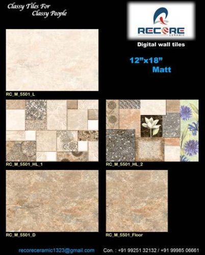 12x18 Matt Series Wall Tiles, For Bathroom, Elevation, Exterior, Interior, Kitchen, Feature : Acid Resistance