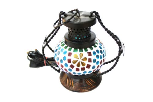 Brass and Wooden Mosaic Lamp Handmade