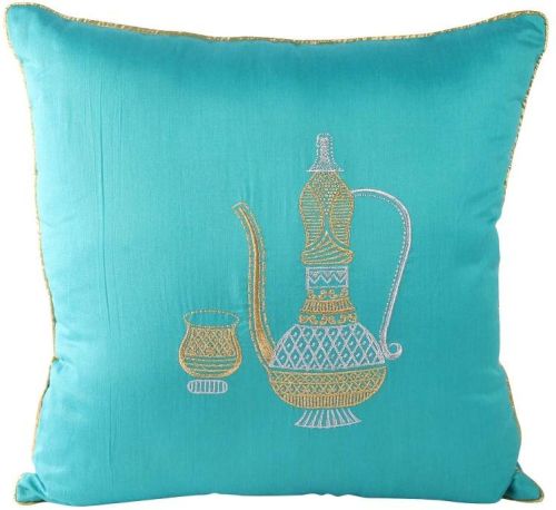 Zari Embroidered Arabian Jar Mug Cushion Cover