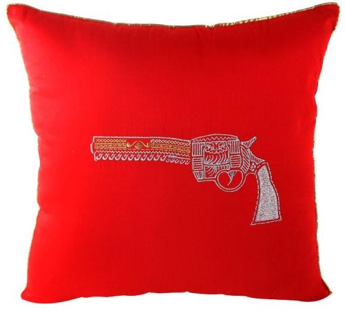 Zari Embroidered Stylish Gun Cushion Cover