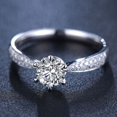 Nakshu Jewels .925 Sterling Silver Moissanite Ring, Gender : Female