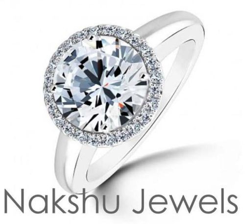 925 Sterling Silver Moissanite Light Blue Ring