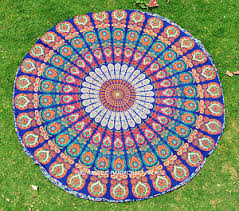Hippie Peacock Print Indian Mandala Handmade Beach Throw Towel