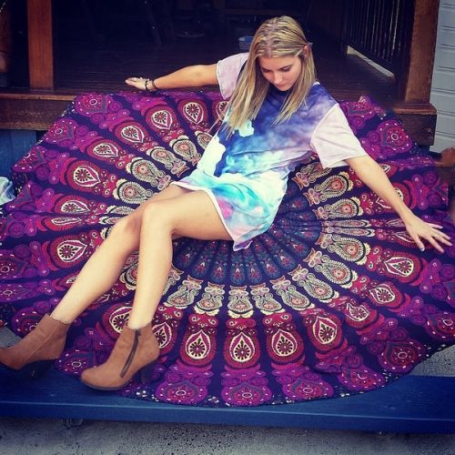 Indian Mandala Handmade Cotton Round Tapestry Beach Throw