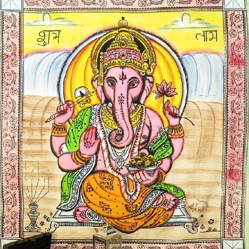 Lord Ganesh Indian Mandala Tapestry Wall Hanging