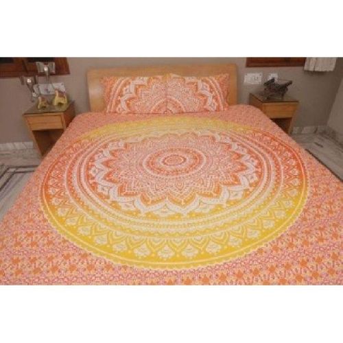 Yellow Ombre Print Indian Mandala Bohemian Duvet Cover