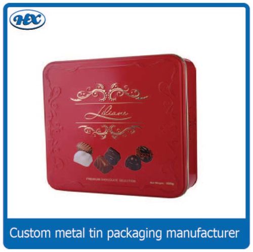 Tinplate Red Chocolate Tin Box 210*210*50