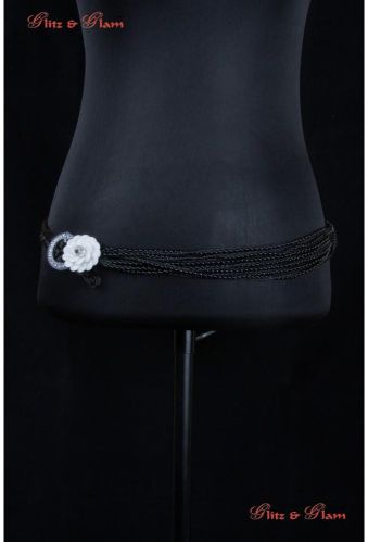 Belts - Bling Chain Belt With Onyx Stone and Ring Buckle On The Side