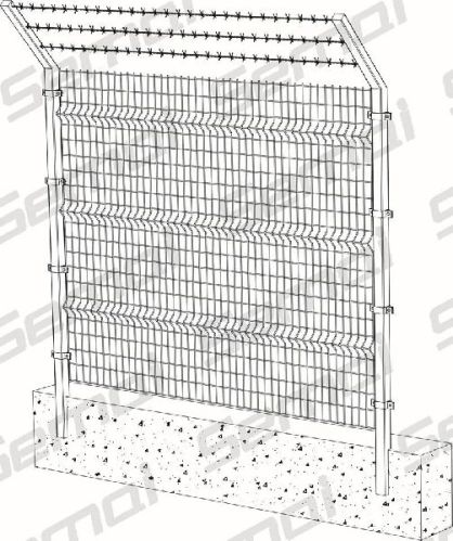 Welded Fence With Barbed Wire Type