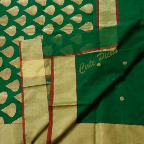 Avayam Chanderi Saree In Green