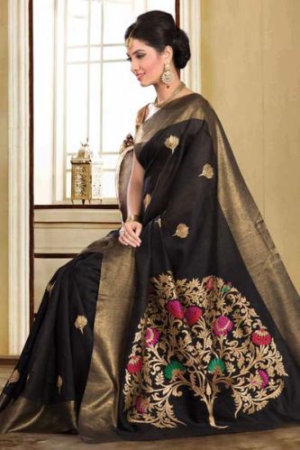 Katan Silk Embroidered Sarees