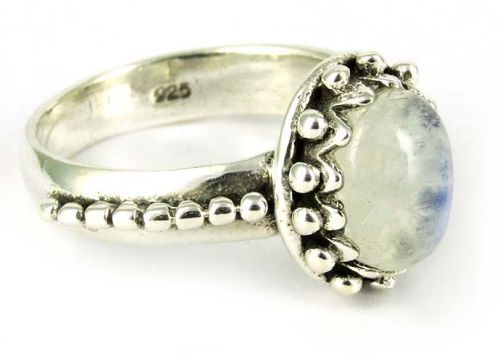 Tide Rainbow Moonstone Sterling Silver Ring, Size : 6.5 US