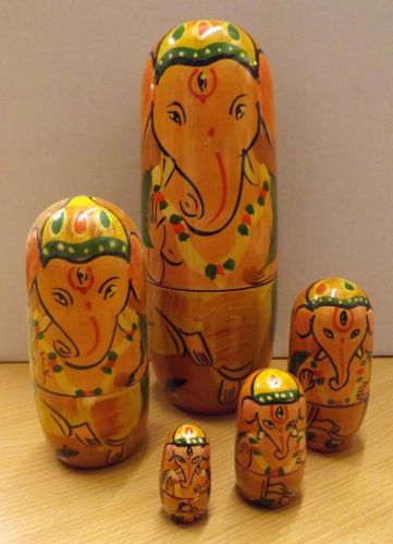 Wooden Ganesh Russian Dolls