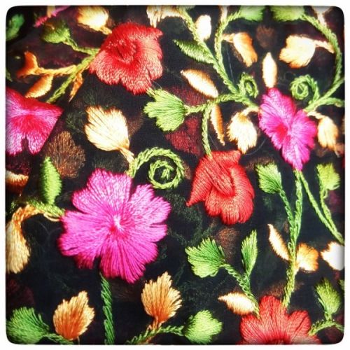Fab Couture Georgette Flower Embroidery, Width : 44''