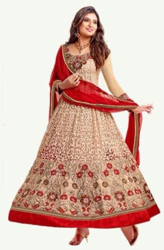 Braso Embrodary Work Chiku Semi Stitched Anarkali Suit