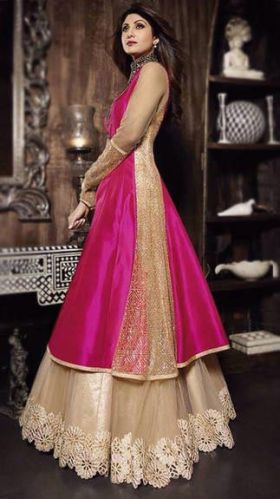 Fs1860 Georgette Embrodary Work Anarkali Type Gown