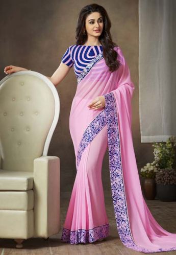Pink Faux Georgette Party Wear Saree
