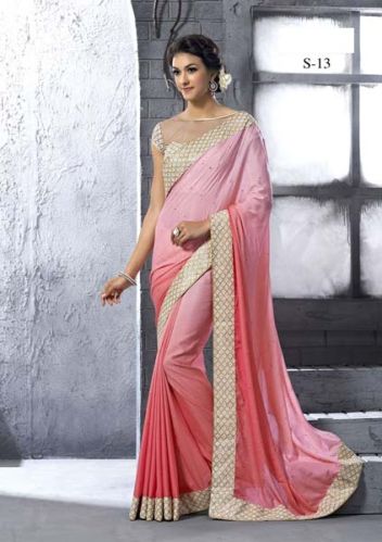 Designer Digital Printed Pink Party Wear Saree
