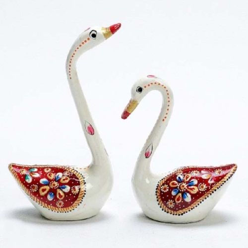 Meenakari White Swan Pair, For DECORATIVE