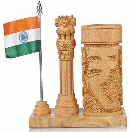 Pen Holder With National Flag & Ashok Stumbh